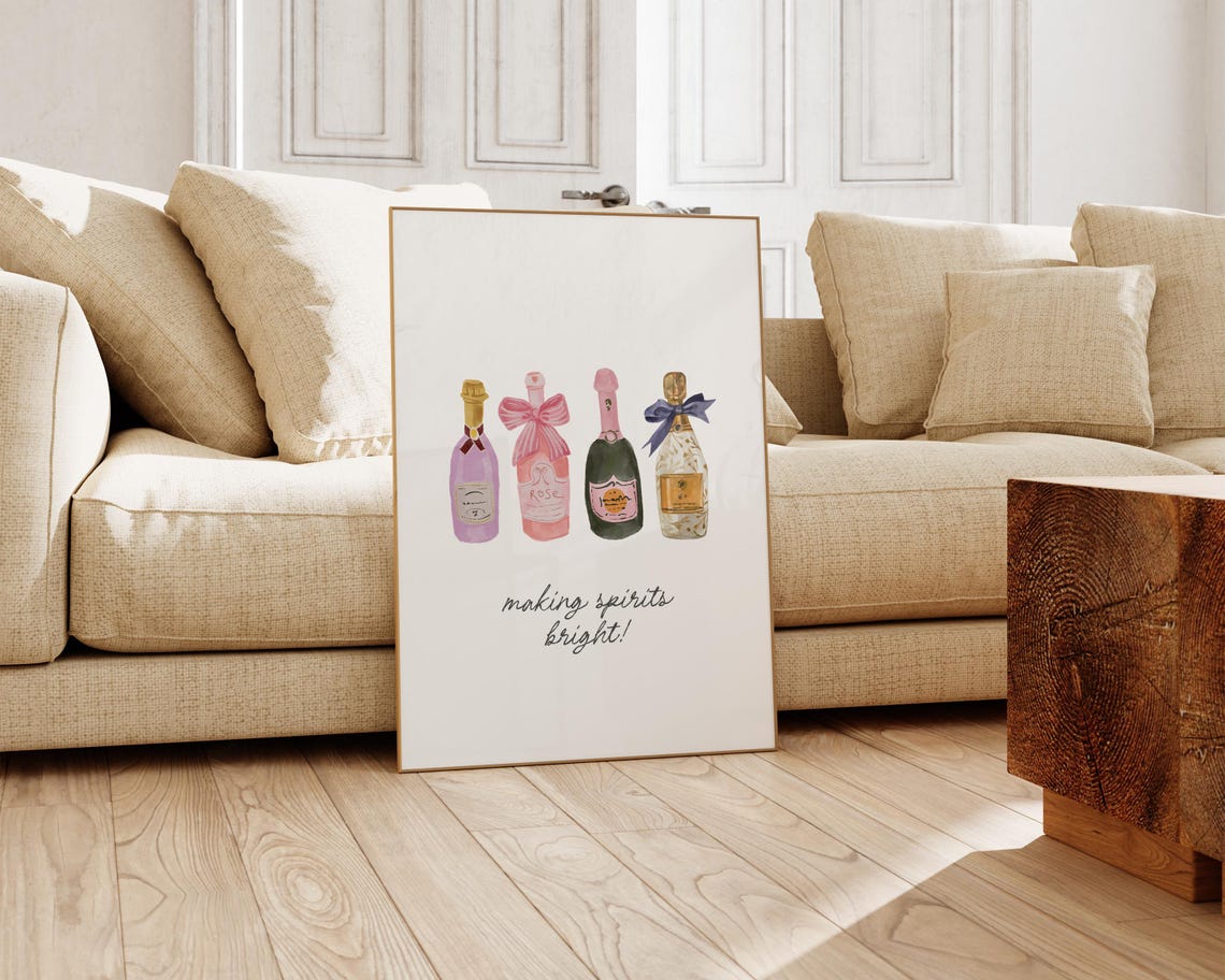 Making Spirits Bright Christmas Champagne Bottles Holiday Poster
