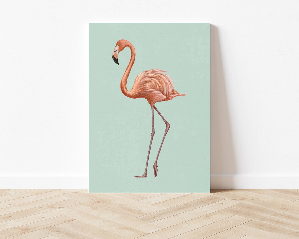 Flamingo Boho Bird Art Print, Trendy Decor