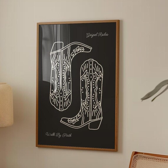 Walk By Faith Cowgirl Christian Picture Western Bible Art Poster Modern Scripture Wall Apartment Religious Housewarming Nashville
