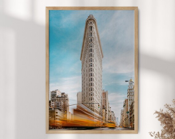 Flatiron Building New York City Street Yellow Taxi Photo Poster