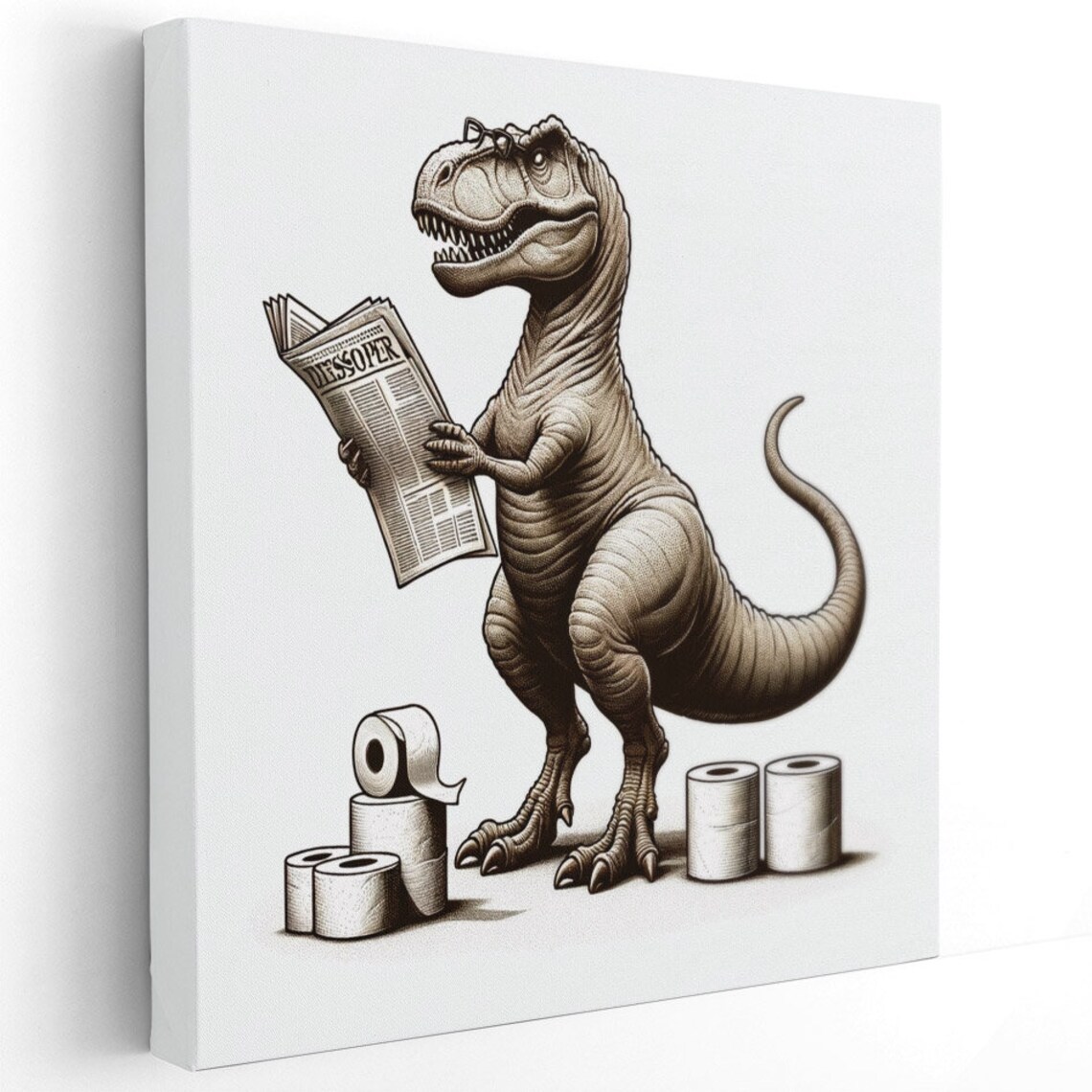 Dinosaur Bathroom Decor, Funny Animal Wall Art Print - Image 3