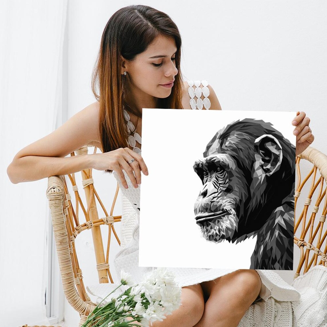 Chimpanzee Minimalist Art Print, Contemporary Decor - Image 3