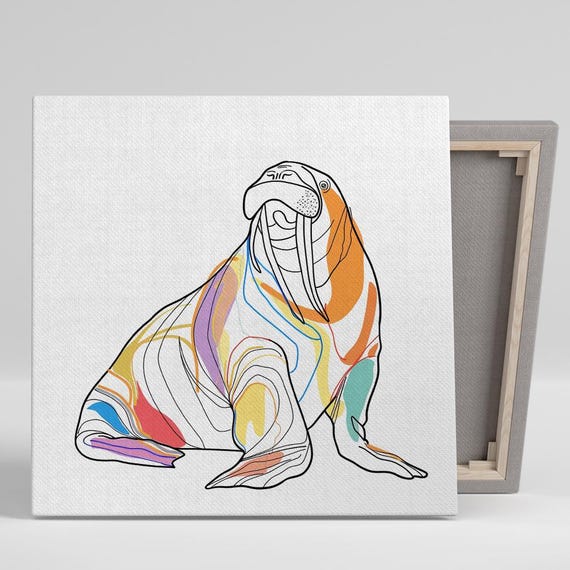 Walrus Art Or Poster Animal Modern Decor Living Room Office Bedroom Childrens Room Wall Art Colorful Minimalist Design Print