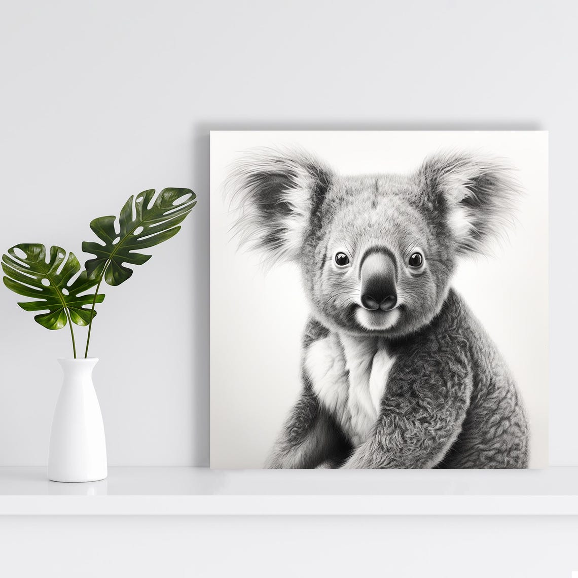 Black And White Koala Sketch Portrait Minimalist Animal Wall Poster - Image 2