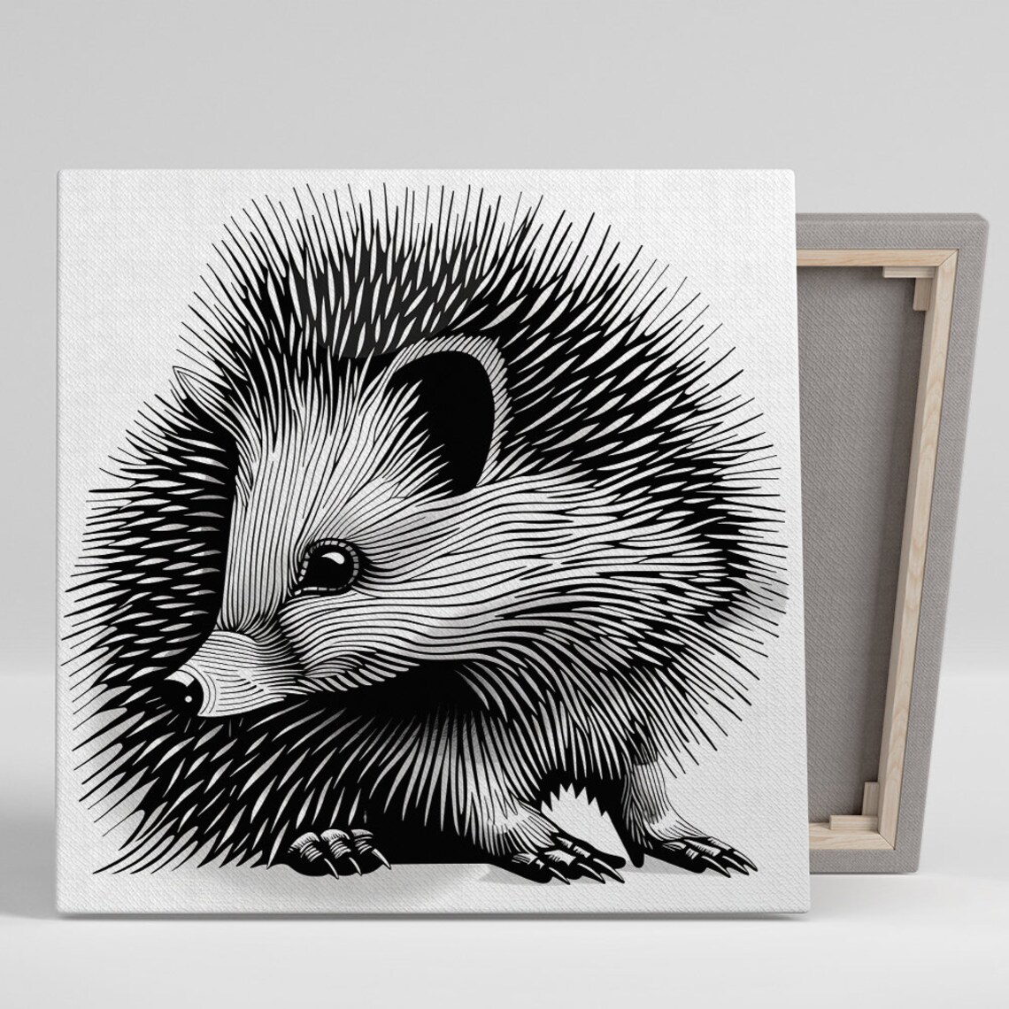 Hedgehog Minimalist Art Print, Black White Decor