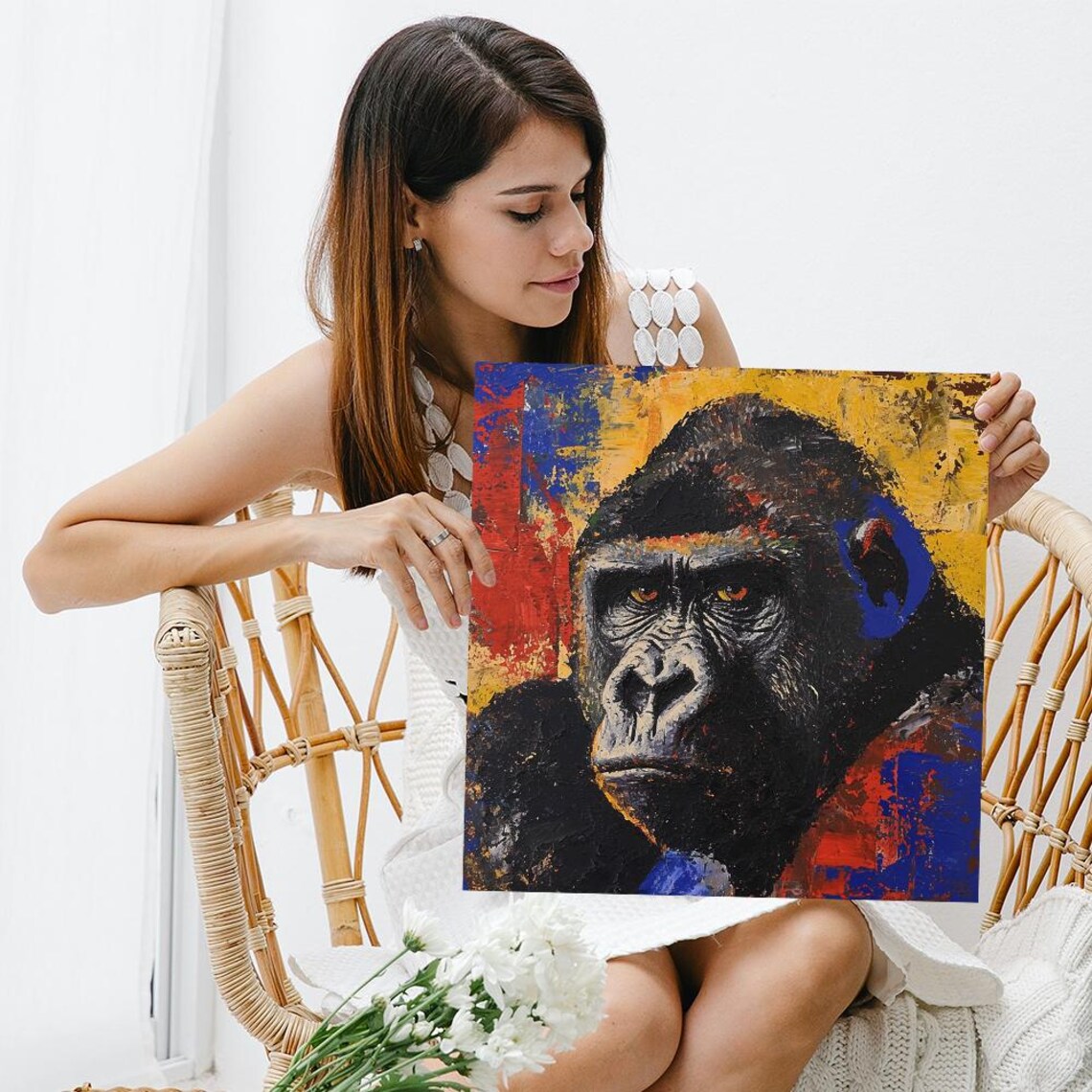 Gorilla Abstract Art Print, Contemporary Animal Decor - Image 3