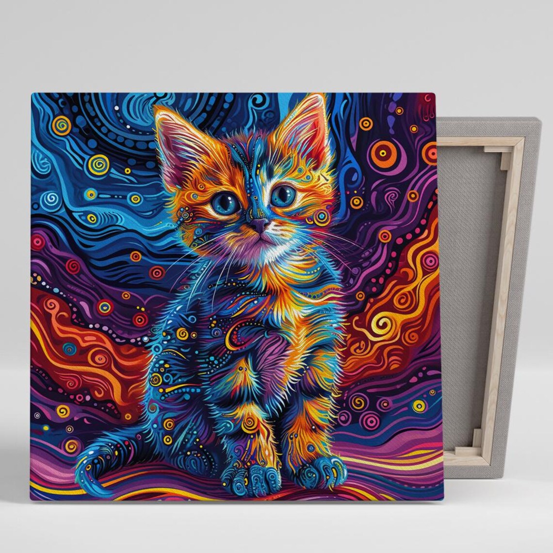 Cosmic Kitten Kaleidoscope Art Print, Whimsical Decor