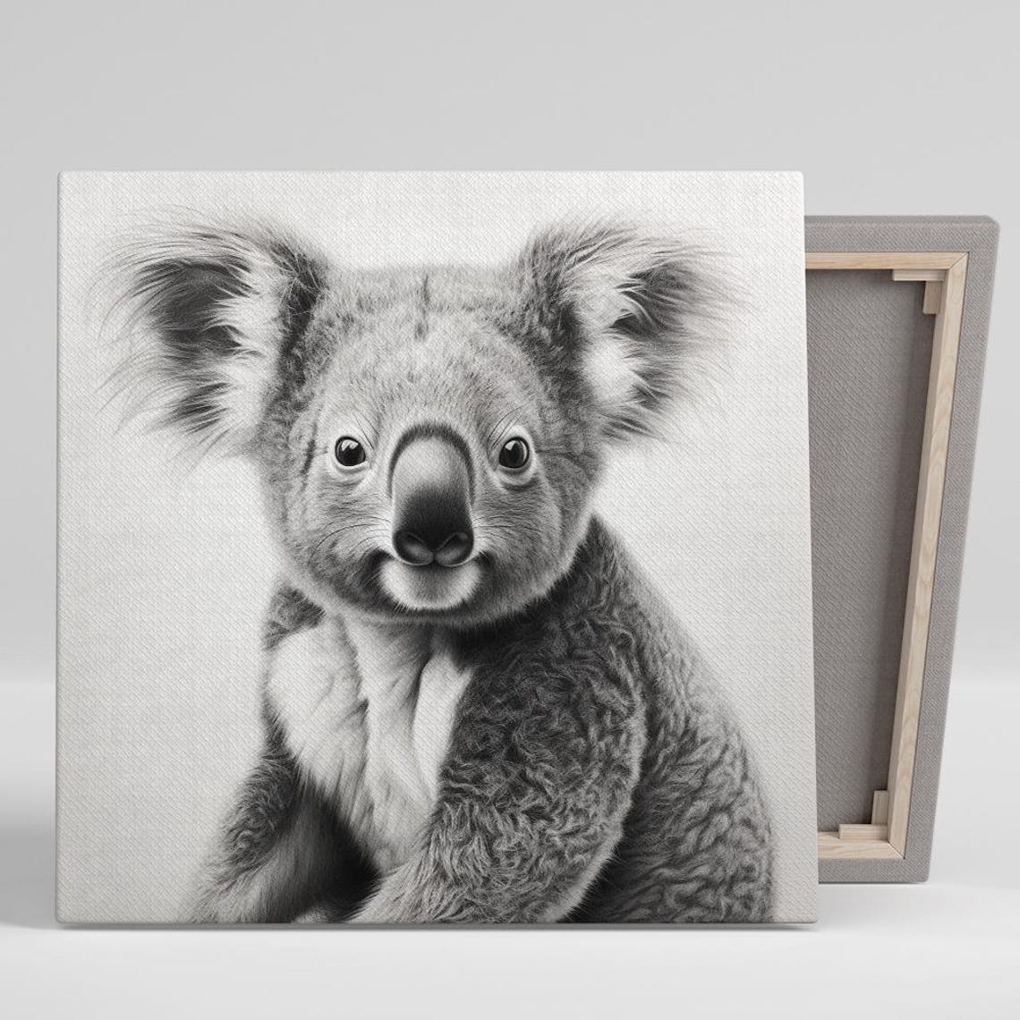 Black And White Koala Sketch Portrait Minimalist Animal Wall Poster