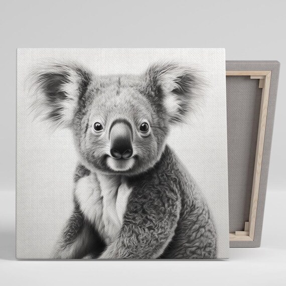 Black And White Koala Sketch Portrait Minimalist Animal Wall Poster