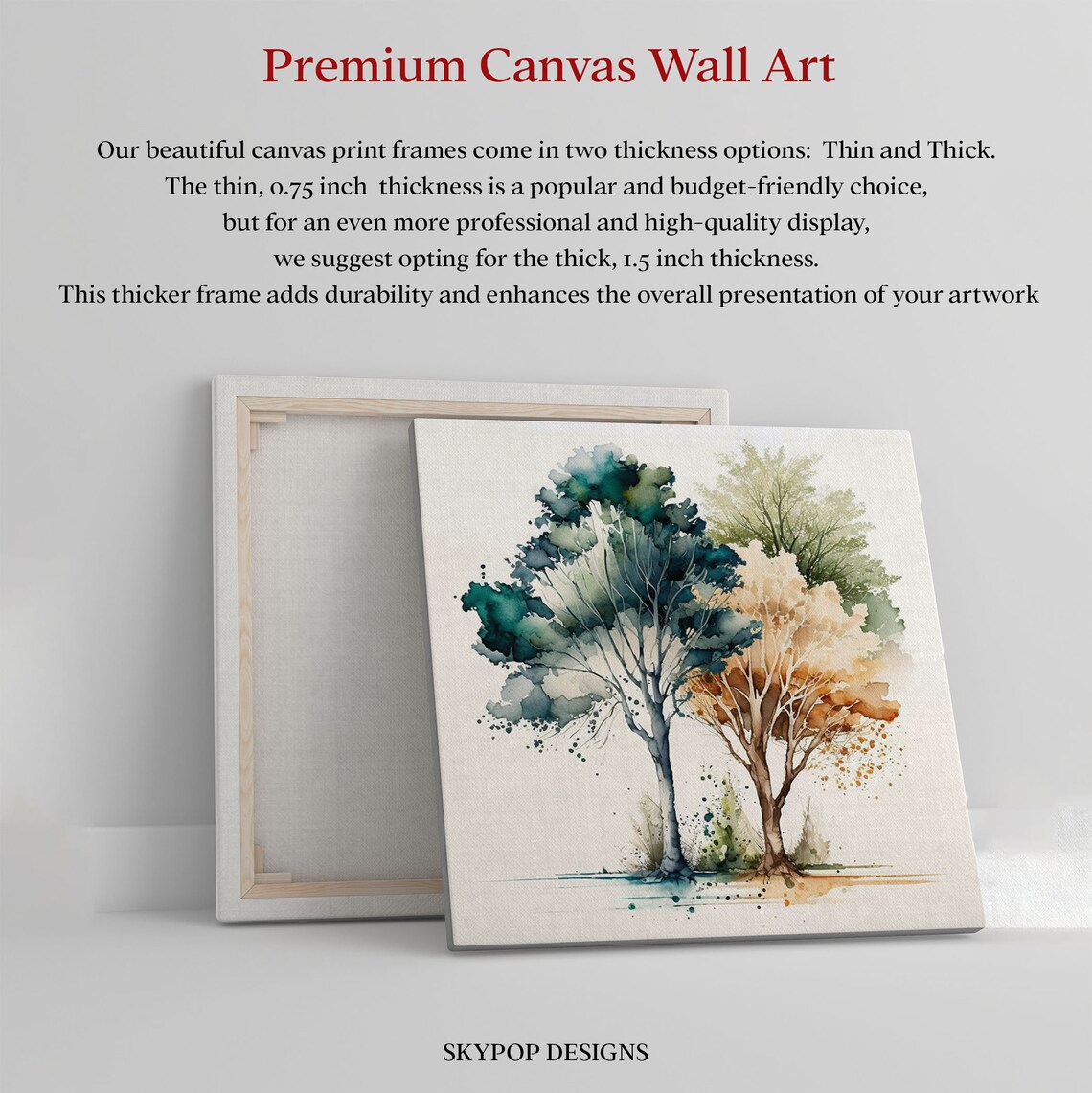 Watercolor Trees Art Print, Botanical Wall Decor - Image 2