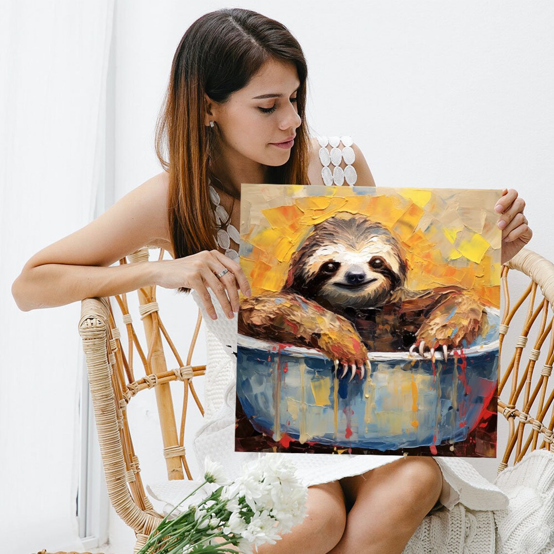 Sloth in Bathtub Bathroom Poster, Nursery Decor - Image 3