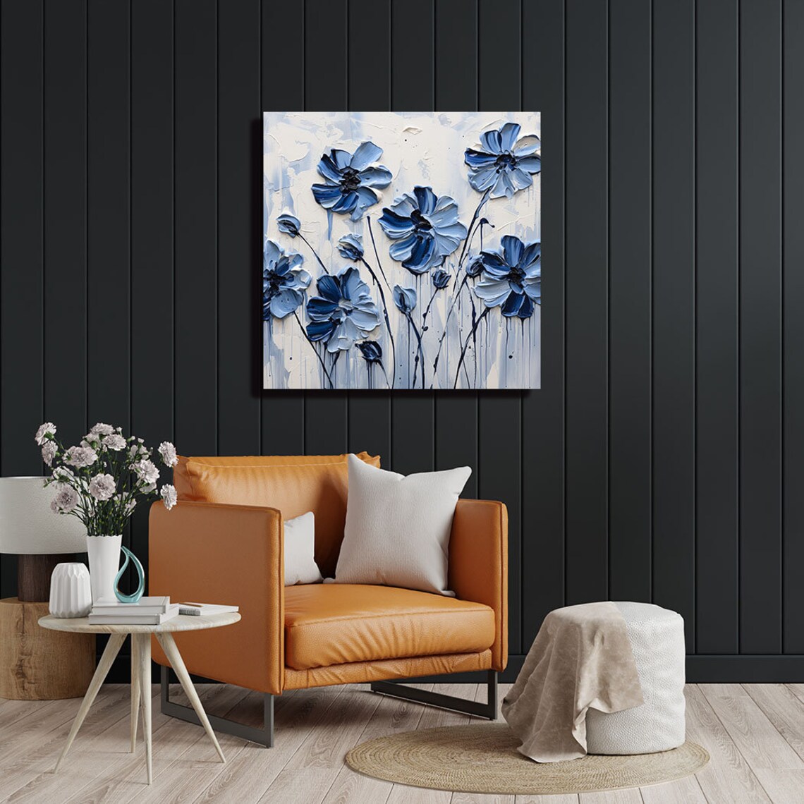 Blue Flower Elegant Decor Wall Art Print - Image 2
