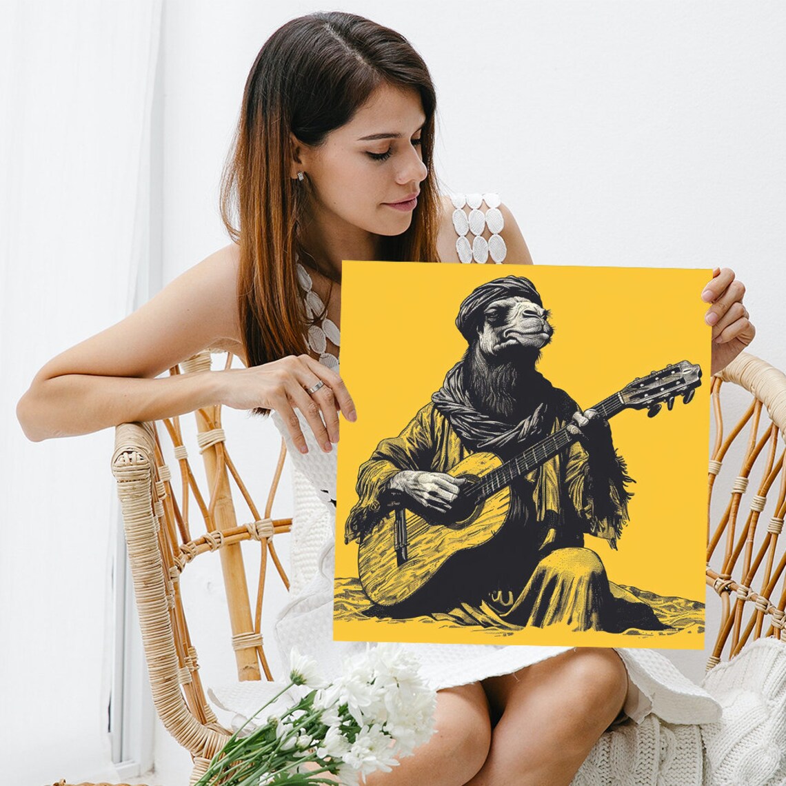 Desert Troubadour Wall Art Or Poster Music Vintage Bohemian Decor Living Room Office Bedroom Wall Art Yellow Black Brown Print - Image 3