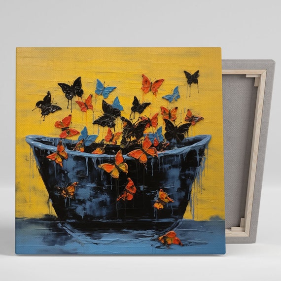 Butterflies In Bathtub Or Poster Bathroom Decor Butterflies Wall Art Home Decor Modern Wall Art Butterflies Wall Hanging