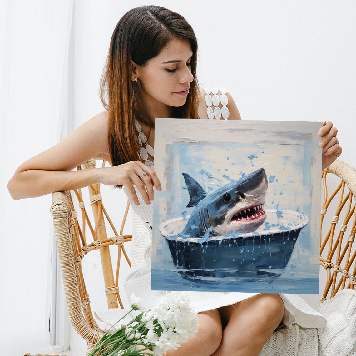 Shark In Bathtub Bathroom Wall Art Poster Print - Image 5