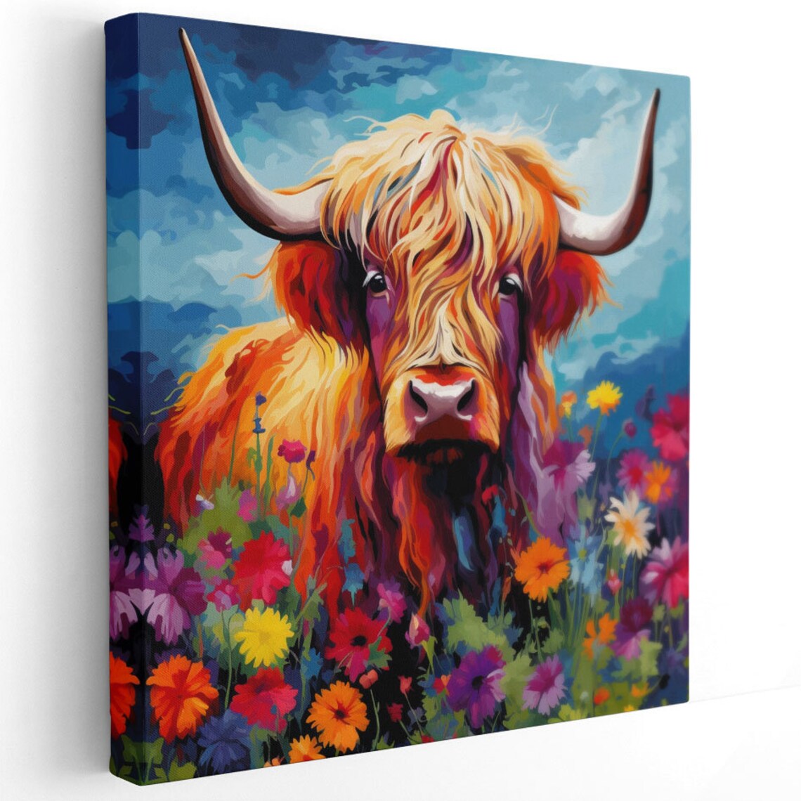 Highland Cow With Flower Art Print, Farm Animal Decor - Image 2