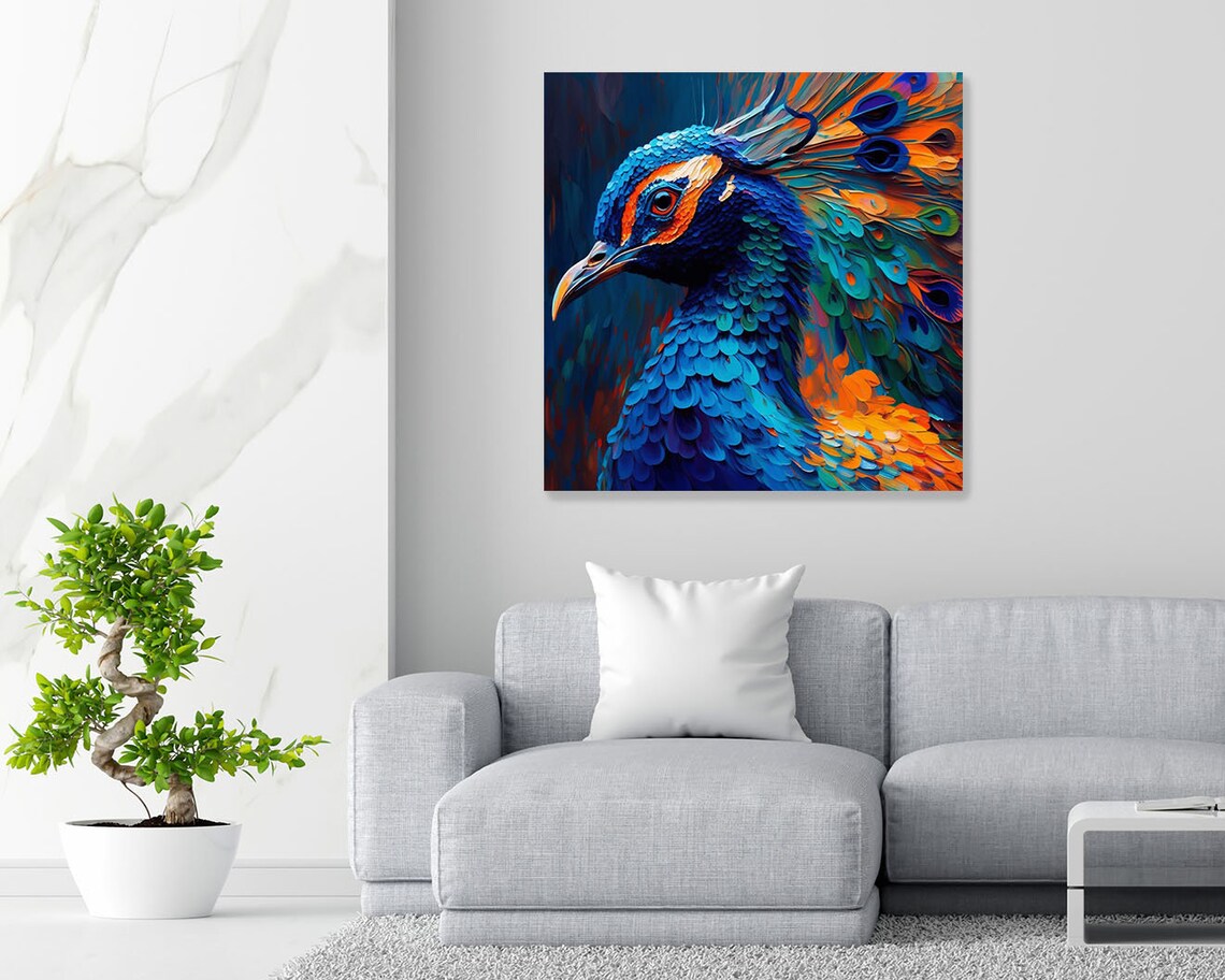 Peacock Art Print, Vibrant Bird Decor Poster - Image 4
