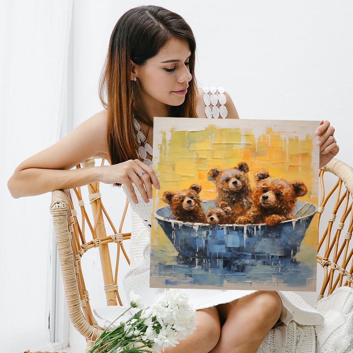 Three Bears In Bathtub, Nursery Decor - Image 5