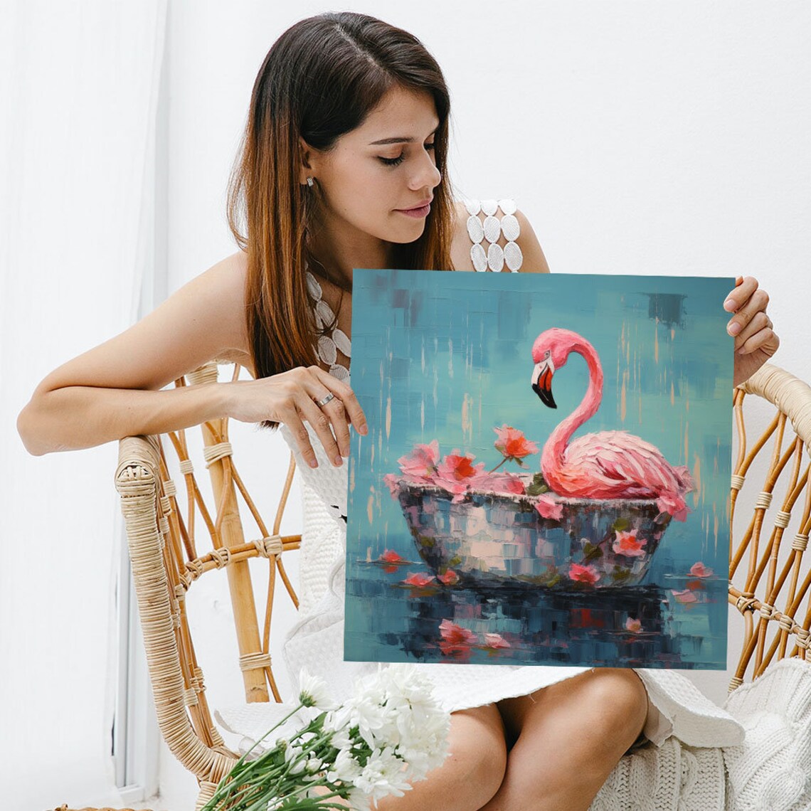 Flamingo In Bathtub Poster, Pink Bathroom Wall Art - Image 5
