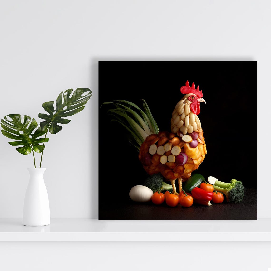 Rooster Made Of Vegetables Still Life Food Art Creative Wall Poster - Image 2