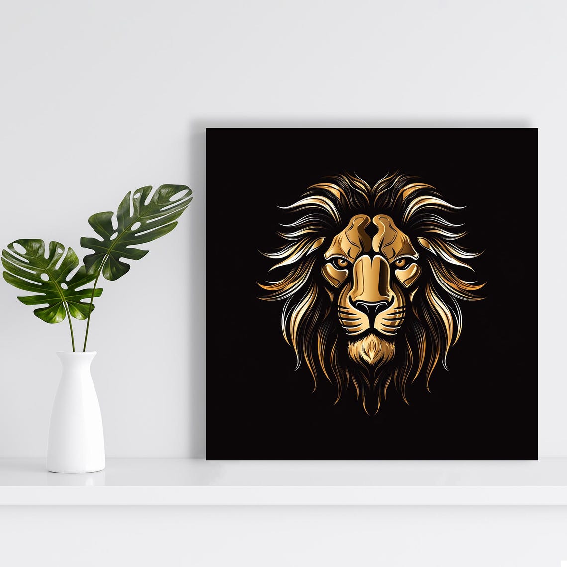 Majestic Golden Lion Art Or Poster Animal Contemporary Minimalist Decor Living Room Office Bedroom Game Room Wall Art Lion Decor - Image 2