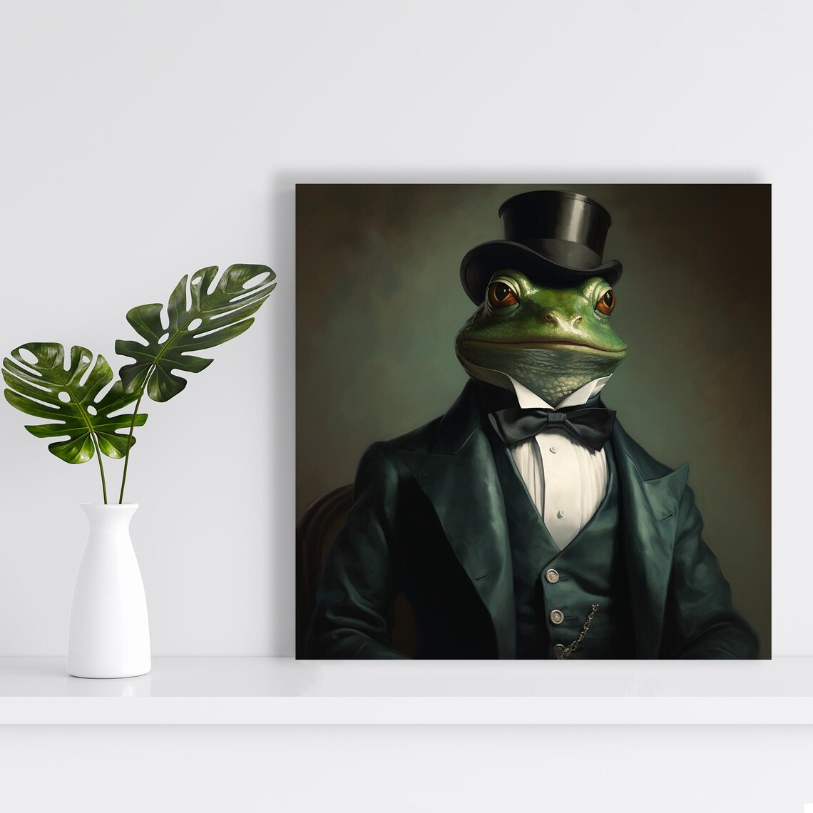 Victorian Gentleman Frog Top Hat Tuxedo Bow Tie Dapper Portrait Art Print - Image 2