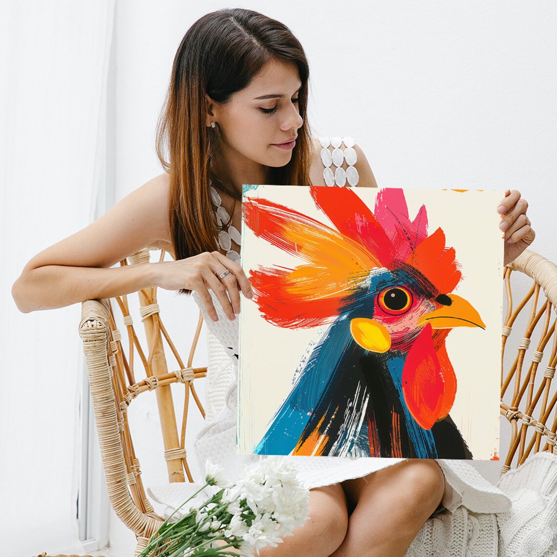 Rooster Modern Decor Art Print, Vibrant Style - Image 3