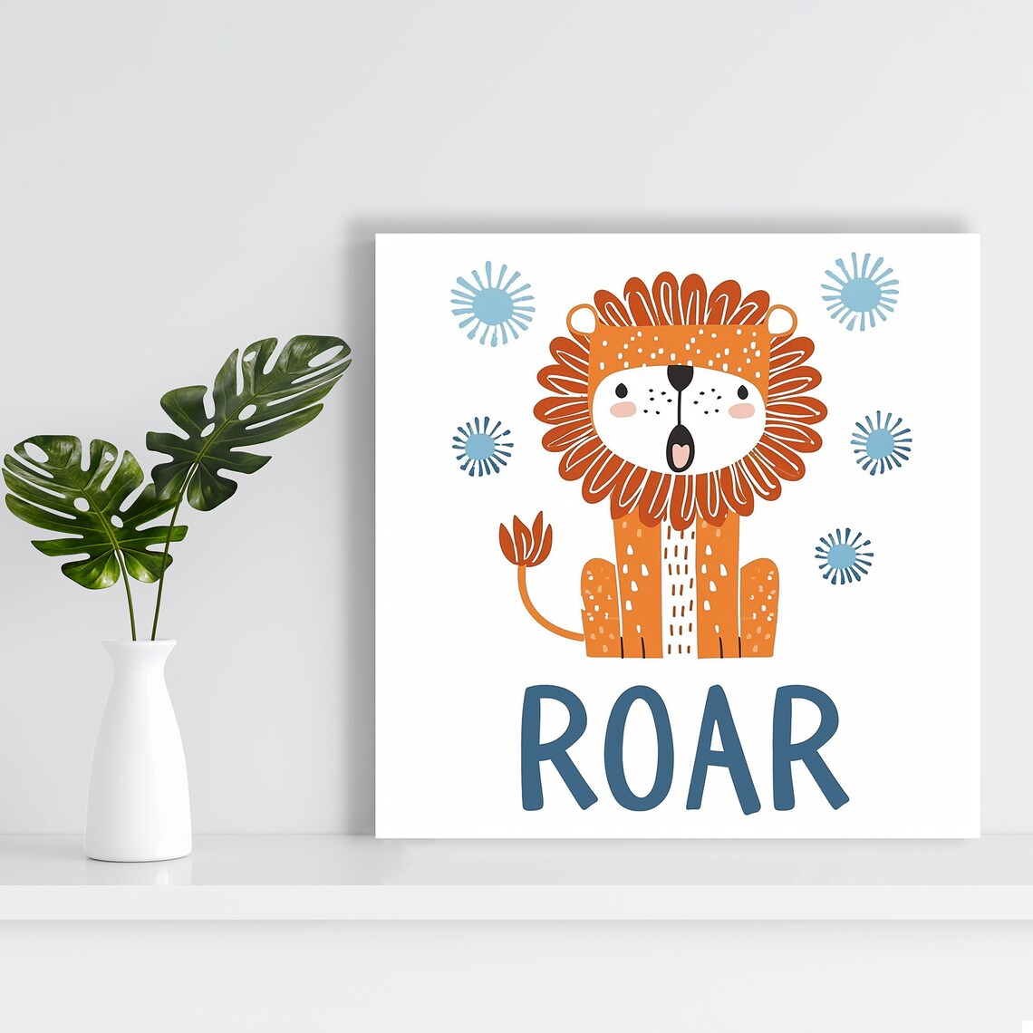 Cute Lion Roar Nursery Poster Cartoon Baby Lion Kids Room Safari Wall Art - Image 2