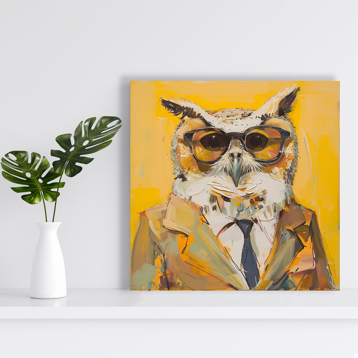 Owl Executive Suit Tie Glasses Witty Professional Bird Wall Poster - Image 2