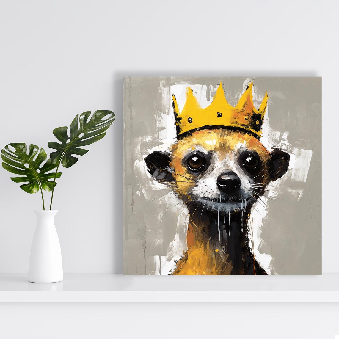 Royal Crowned Chihuahua Pop Art Cute Yellow King Dog Wall Poster - Image 2