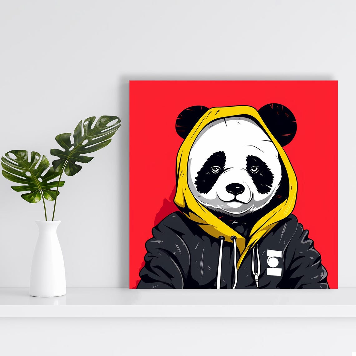 Urban Panda Fusion Art Or Poster Pop Art Street Art Decor Living Room Bedroom Office Game Room Wall Art Red Yellow Black White - Image 2