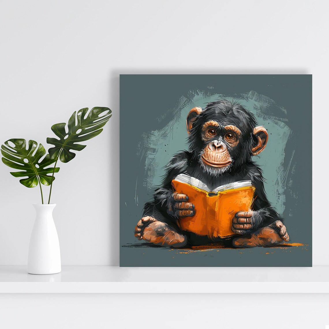 Chimpanzee Whimsical Animal Modern Decor Poster - Image 2