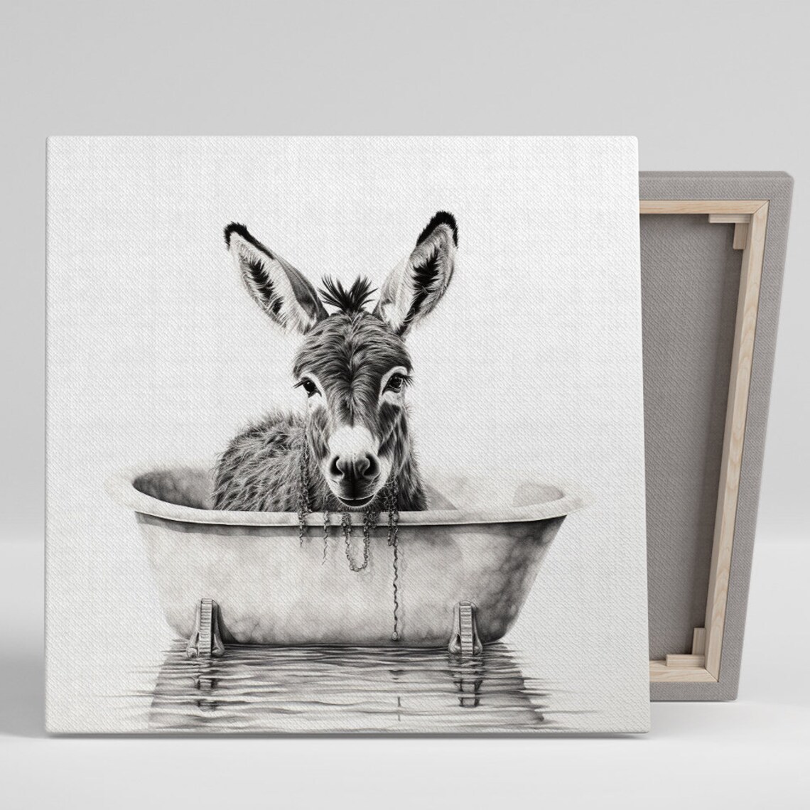 Donkey Farmhouse Decor Art Print, Black and White