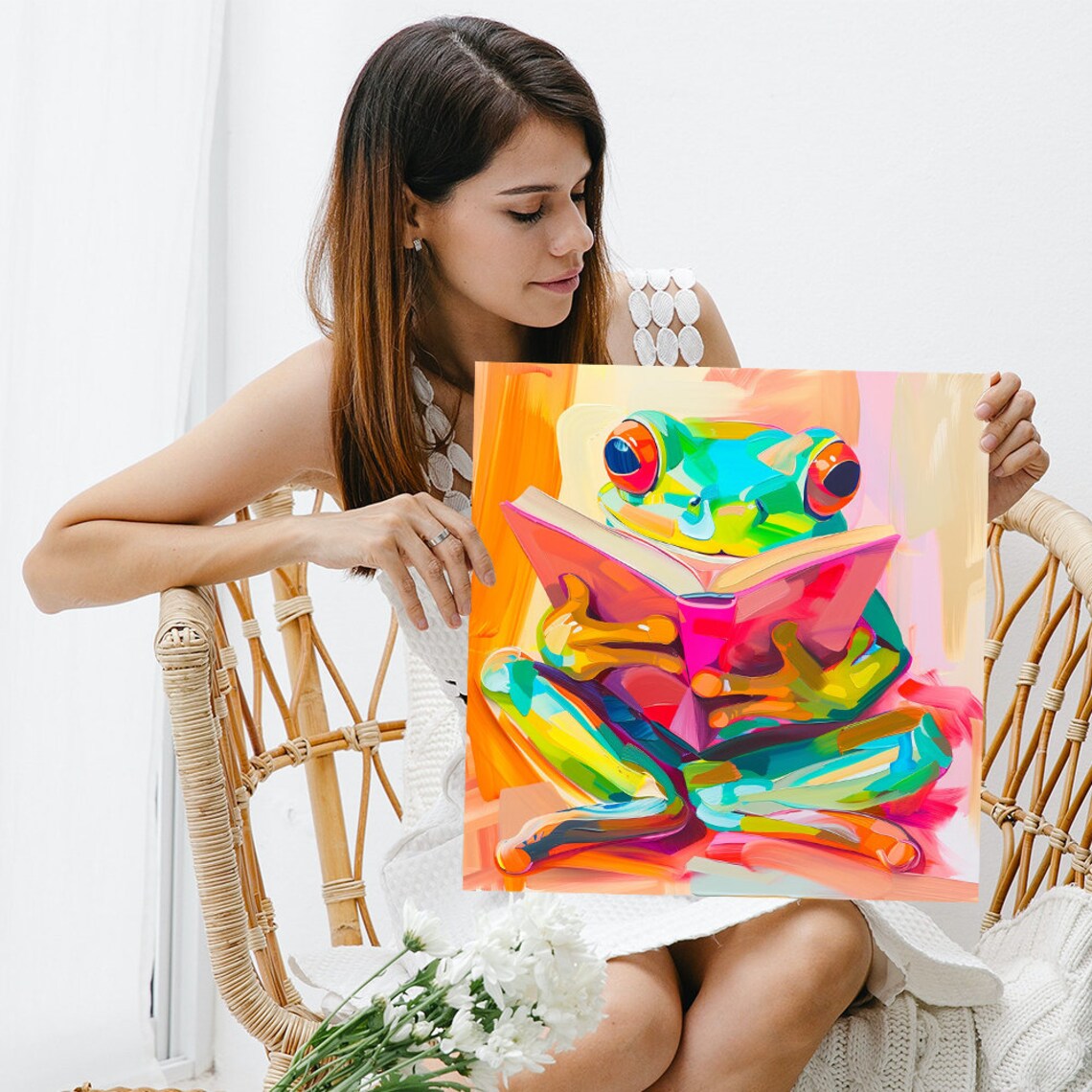 Whimsical Frog Abstraction Bohemian Poster - Image 3