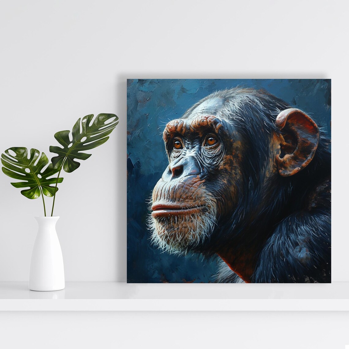Chimpanzee Contemporary Rustic Wall Art Print - Image 2