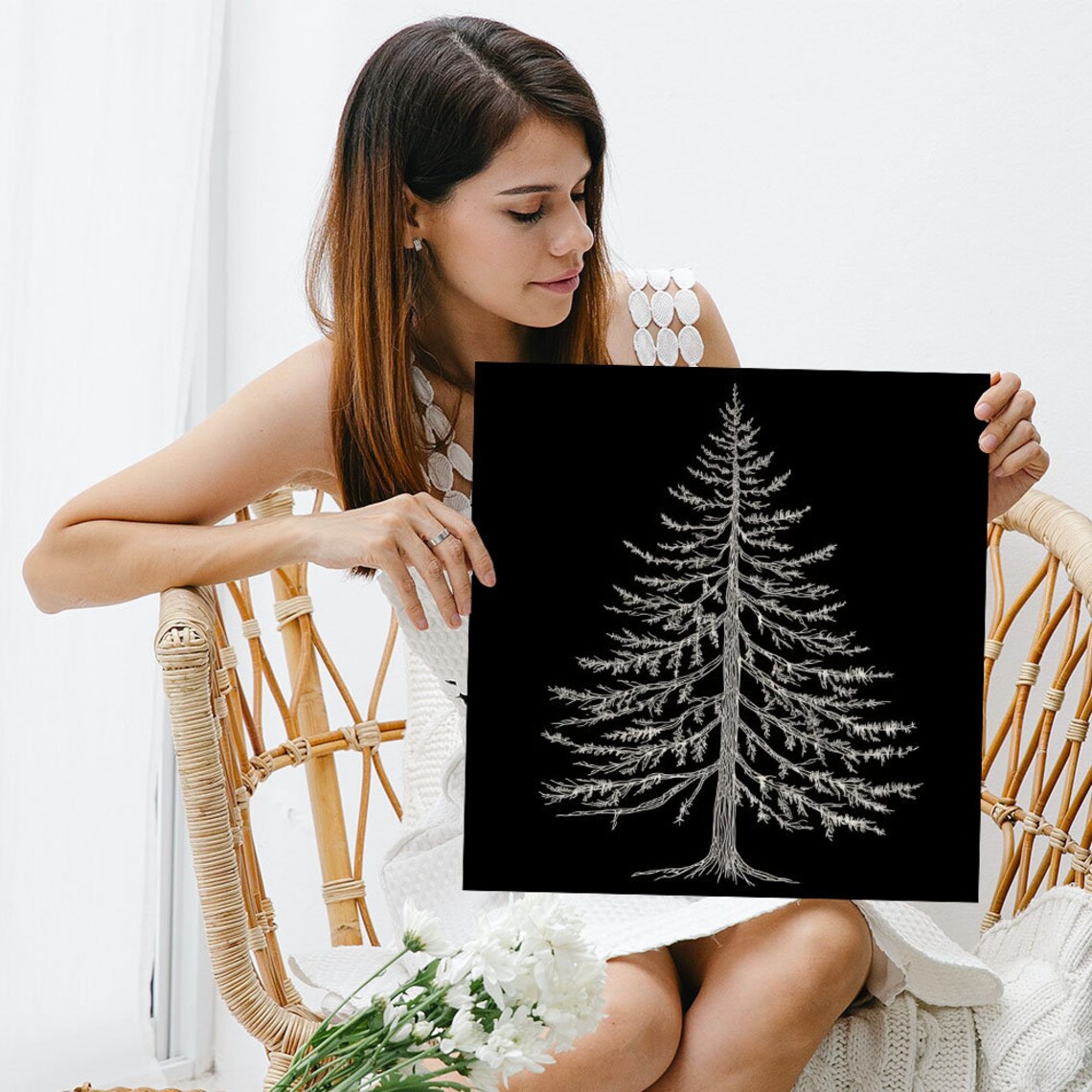 Pine Tree Art Print, Botanical Rustic Design - Image 3