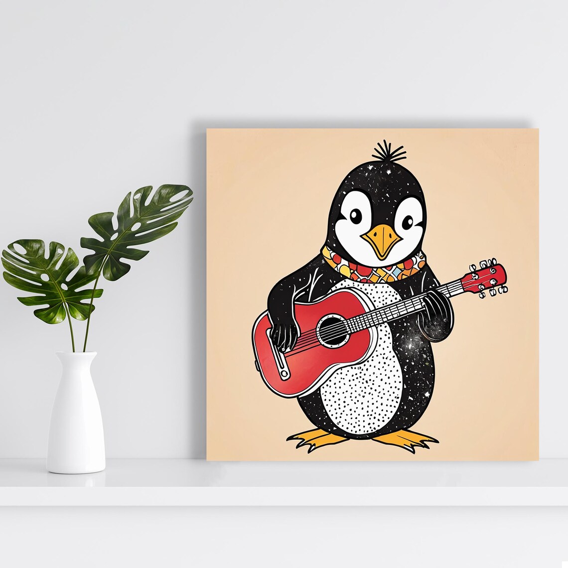 Rockstar Penguin Melody, Whimsical Music Art Print - Image 2