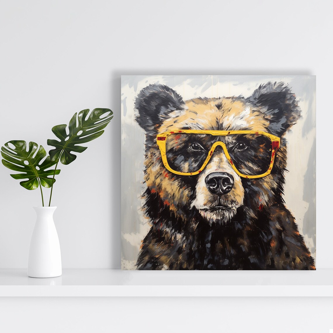 Cool Bear With Spectacles Art Print, Animal Decor - Image 2