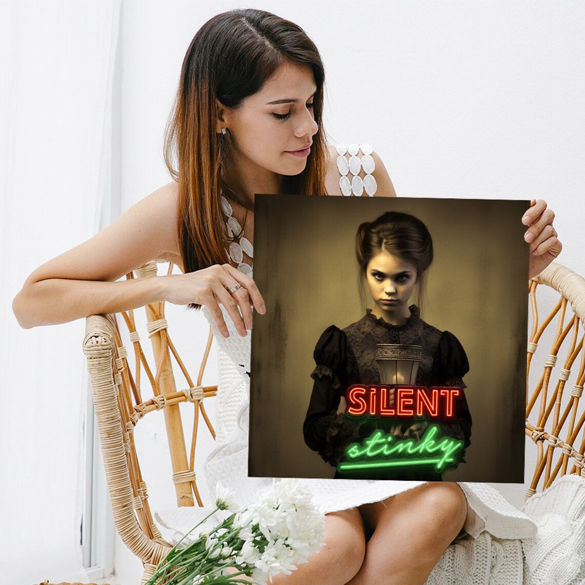 Silent Stinky Neon Text Vintage Candle Girl Funny Bathroom Poster - Image 5