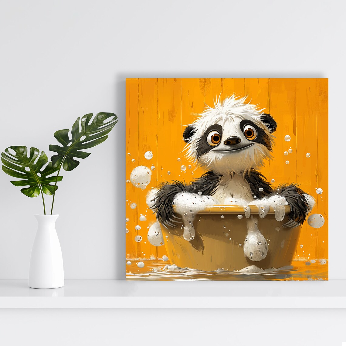 Bubbly Sloth Bath Time, Whimsical Minimalist Art Print - Image 2