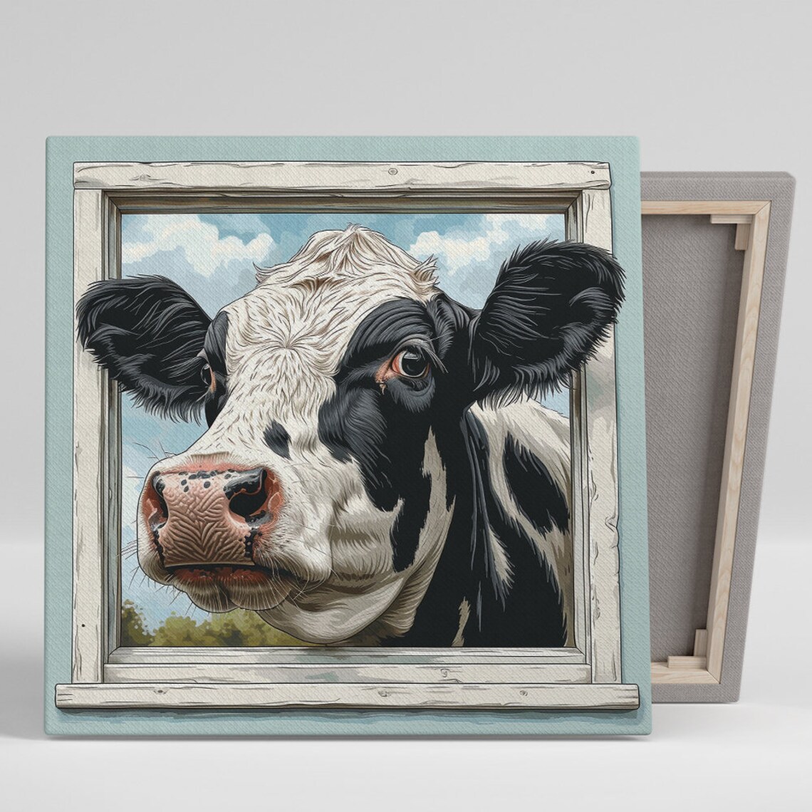 Curious Cow Close-Up Rustic Farmhouse Wall Art Print