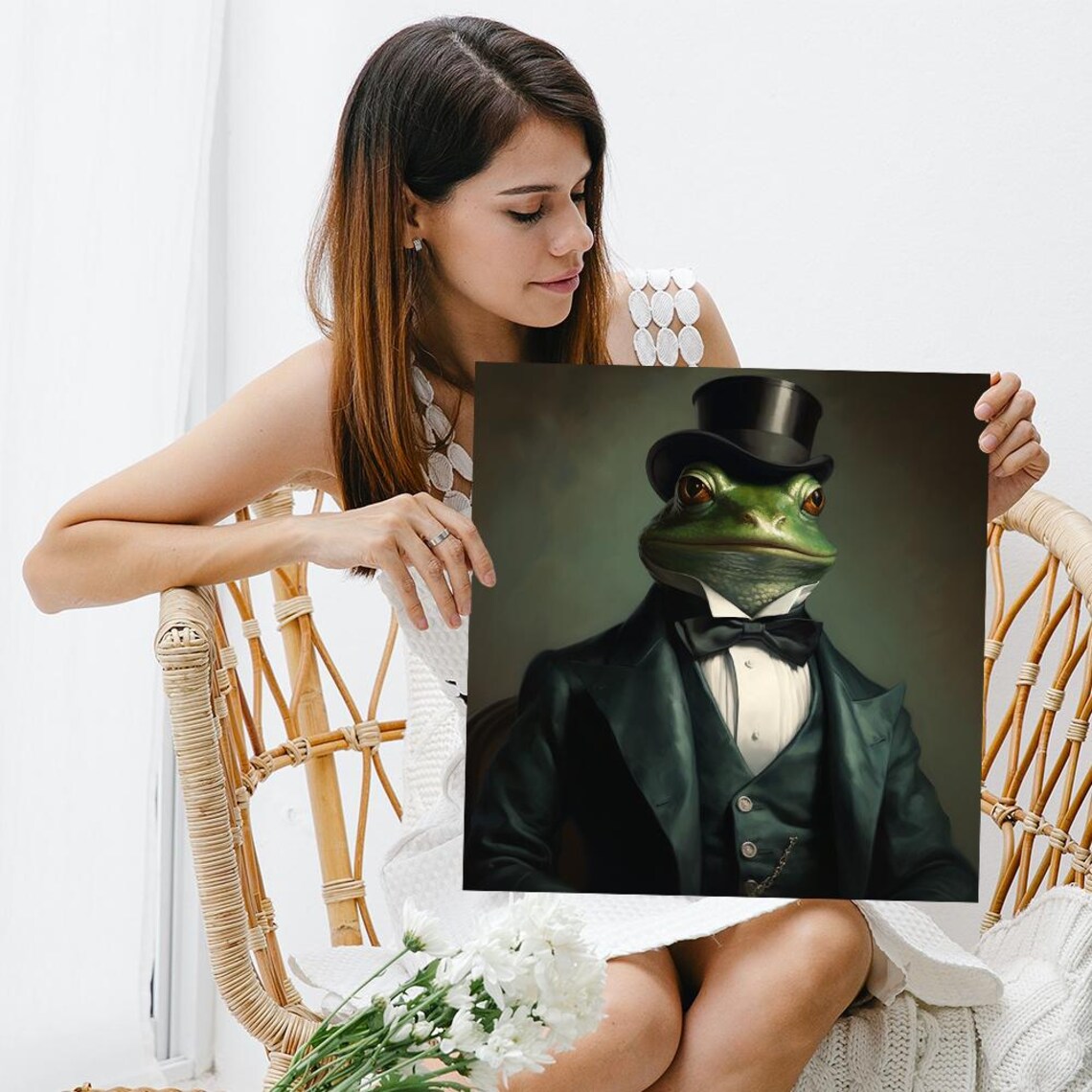 Victorian Gentleman Frog Top Hat Tuxedo Bow Tie Dapper Portrait Art Print - Image 3