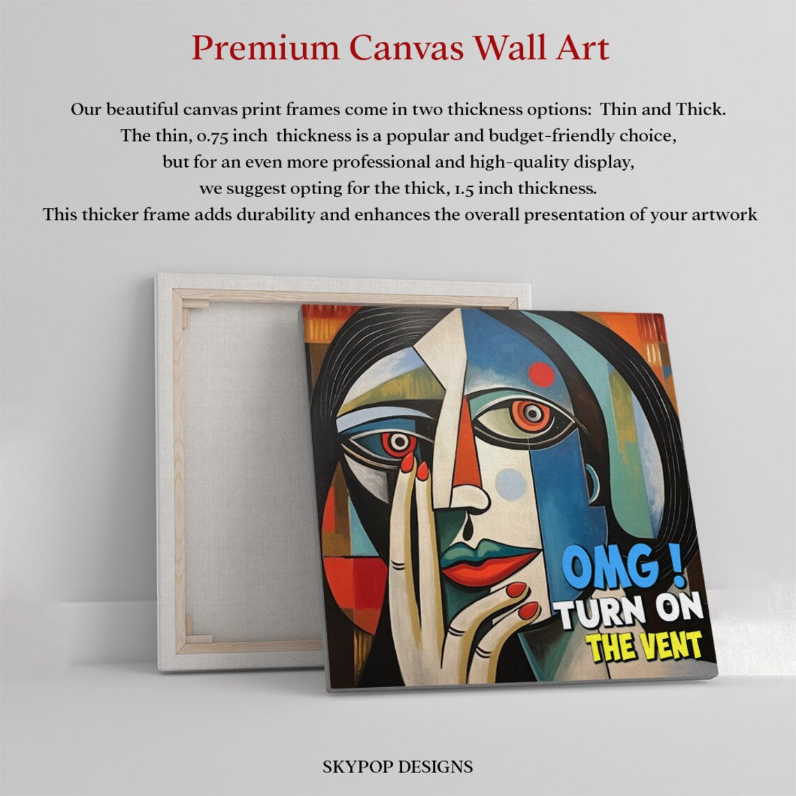 OMG Turn On The Vent Cubist Woman Funny Bathroom Humor Art Poster - Image 4