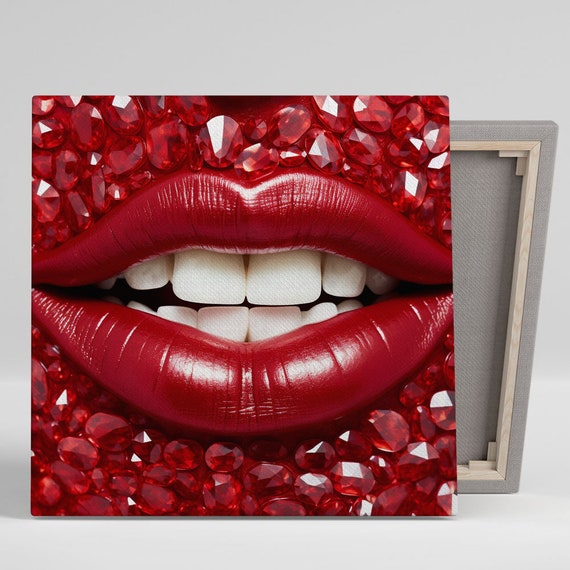 Red Lip Decor Or Poster Lip Artistry Contemporary Art Beauty Inspired Modern Decor Interior Design Living Room Decor Home Art