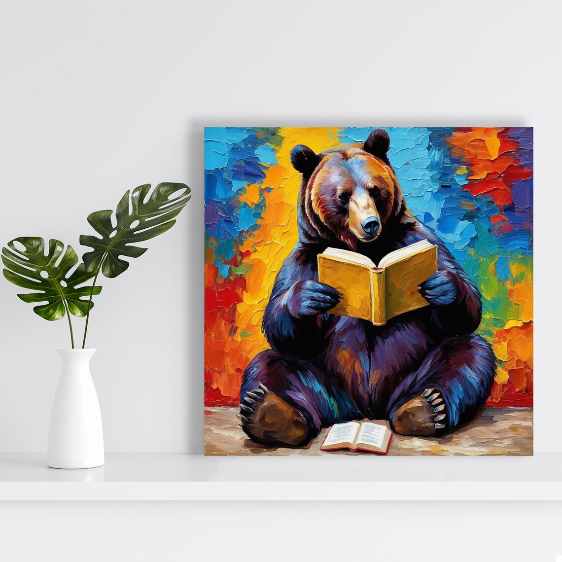 Literary Bear Enlightenment Wall Art Poster, Library - Image 2