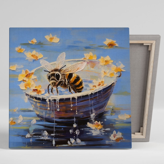 Honey Bee In Bathtub, Contemporary Bathroom Art Print