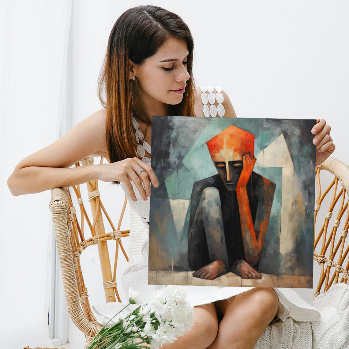 Abstract Face Art Print, Modern Whimsical Decor - Image 3