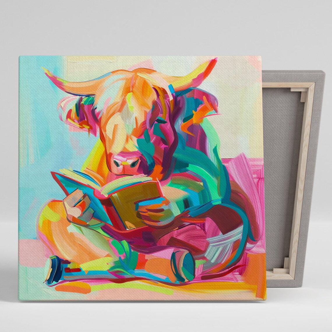 Highland Cow Abstract Animal Decor, Wall Art Print