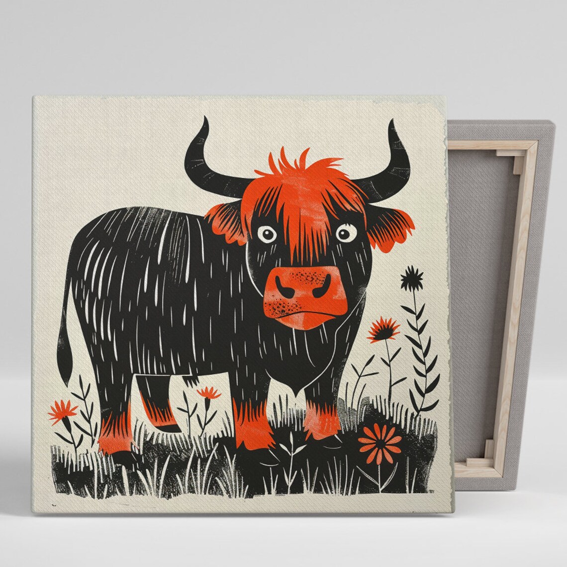 Highland Cow Whimsical Rustic Farmhouse Wall Art Print