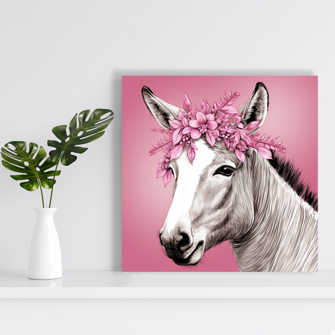 Blossoming Donkey Dreams Animal Decor Art Print - Image 2